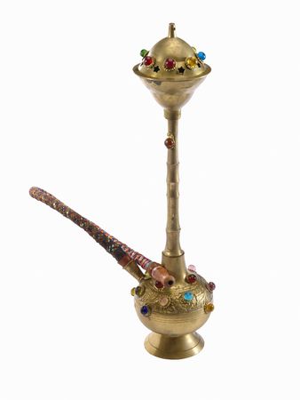 Vintage Indian hookah over white backgroundの写真素材