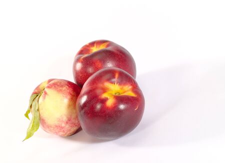 fresh ripe peach with drop shadow. is not isolatedの写真素材