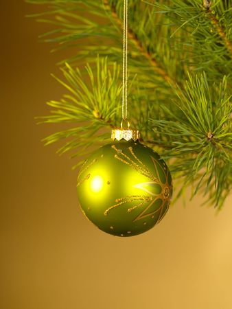 Xmas toys on the golgen backgroundの写真素材
