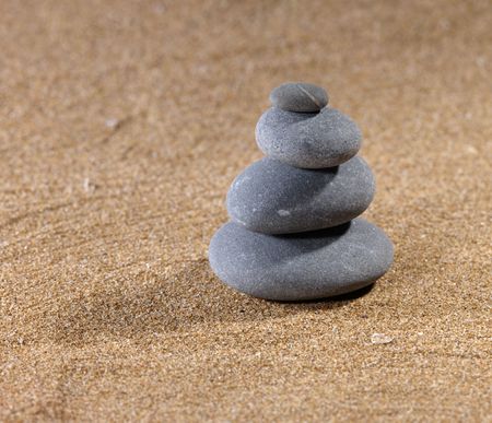 Japanese stone garden on the send, still lifeの写真素材