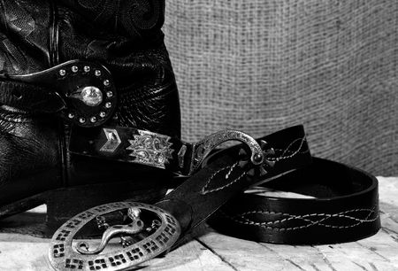 Western cowboy still life on the deskの写真素材