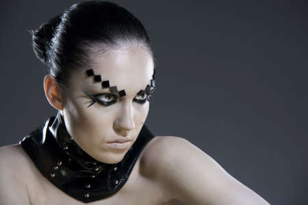 Adult pretty woman stylish portrait. Skin texture savedの写真素材