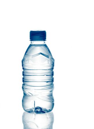 purified spring mineral water in the bottle with reflectionの写真素材