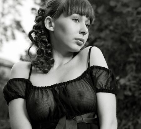 young pretty woman city portraitの写真素材