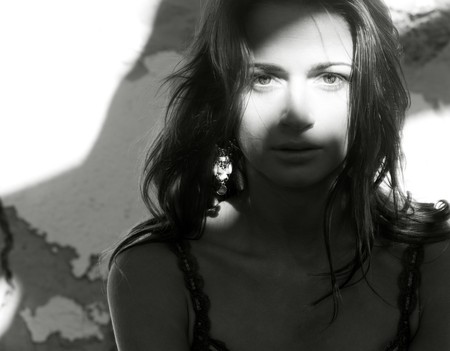 Beauty country girl portrain in soft sunlightの写真素材