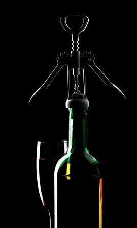 wine still life over deep black backgroundの写真素材