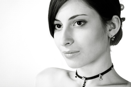 Beautiful woman portrait witha professional make-up. Skin texture savedの写真素材