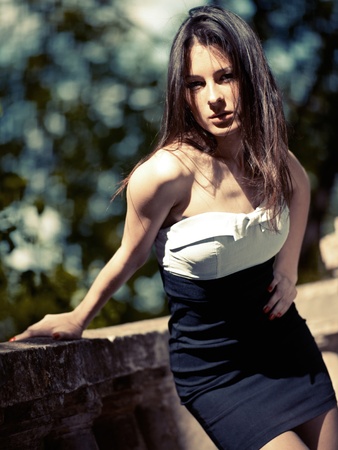cute girl portrait. film stylizationの写真素材