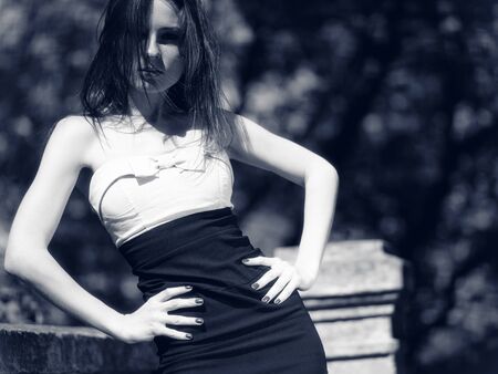 young pretty woman portrait. bright sunlught の写真素材