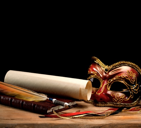Art still life over old wooden deskの写真素材