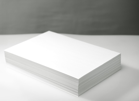 Stack of white printer and copier paper の写真素材