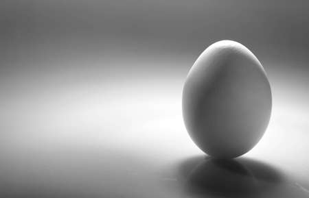 Simple as    White egg over desk with reflection and shadowの写真素材