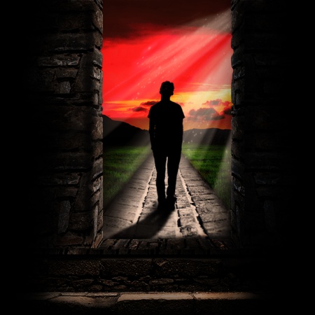 Just one step to the open door. Study conceptの写真素材