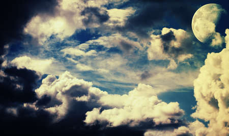 fantasy night sky with Moon, abstract backgrounds の写真素材