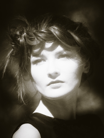 Female retro revival portrait. 30's of the XX century. Professional makeupの写真素材
