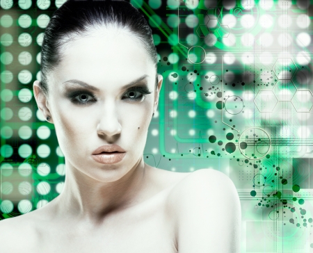Adult pretty woman stylish portrait. Skin texture savedの写真素材