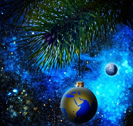 Christmas decoration ball on the firtree. の写真素材