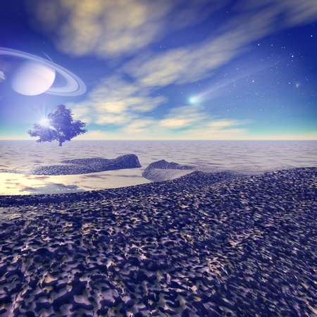 Another world. Fantastic landscape, 3D rendered imageの写真素材