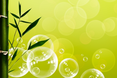Abstract oriental spa backgrounds with bamboo and water bubblesの写真素材