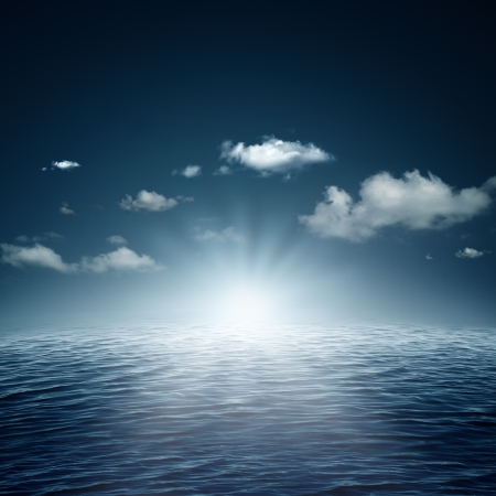 Evening time on the ocean, natural backgroundsの写真素材