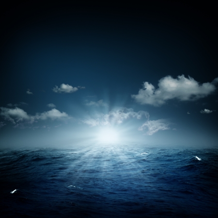 Fantastic evening on the sea, natural backgroundsの写真素材