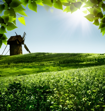 Windmill. Abstract rural landscape for your designの写真素材