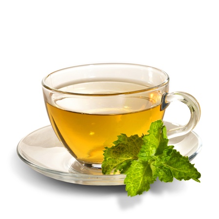 breakfast still-life. green tea with  fresh mint leaf. is not  cut-out imageの写真素材