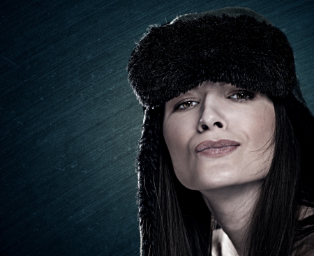 Have a fun. Grungy female portrait with added grain textureの写真素材