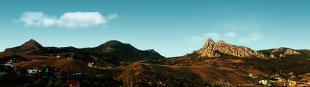 Old Crimean Mountains, abstract panoramic backgroundsの写真素材