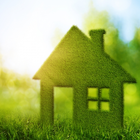 Eco House. Abstract environmental backgrounds with beauty bokehの写真素材