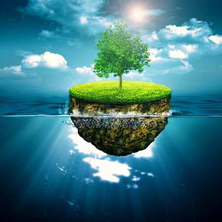 Lonely in the ocean, abstract environmental backgrounds for your designの写真素材