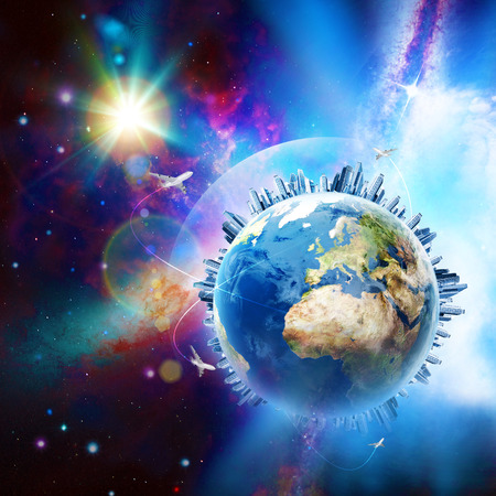 Global communications. Abstract technology and transportation backgrounds