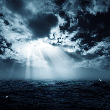 New hope in the stormy ocean, abstract environmental backgroundsの写真素材