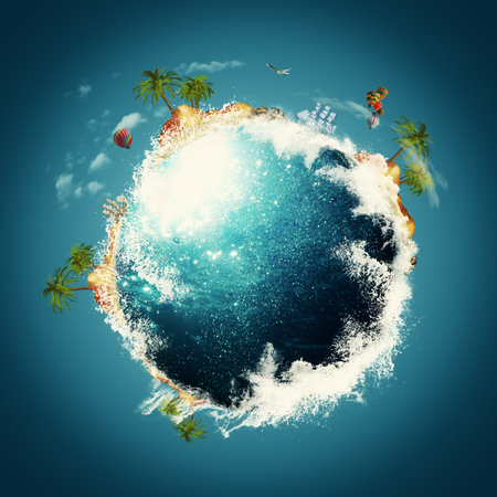 Blue Planet. Vacation and travel backgrounds against blue skiesの写真素材