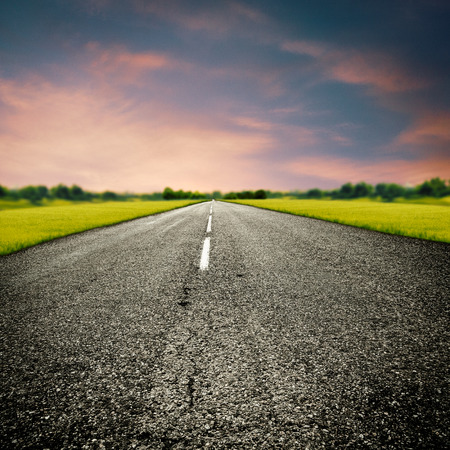 Country road, abstract transportation and travel backgroundsの写真素材