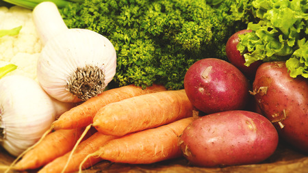 Food banner with fresh vegetables for your designの写真素材