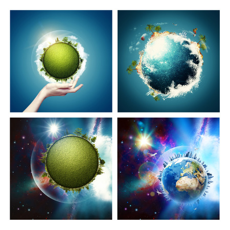 Abstract environmental backgrounds set with Earth globe for your design.の写真素材