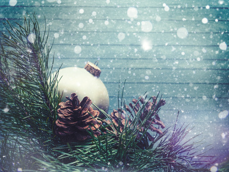 Abstract seasonal backgrounds with christmas decorations and beauty bokehの写真素材