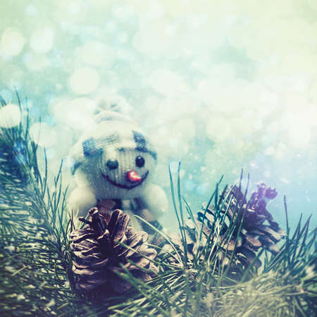 Abstract seasonal backgrounds with christmas decorations and beauty bokehの写真素材