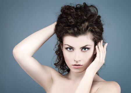 Stylish fashionable female portrait with copy space for your designの写真素材