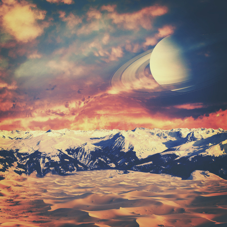 Fire and ice. Another world horizons. NASA imagery usedの写真素材