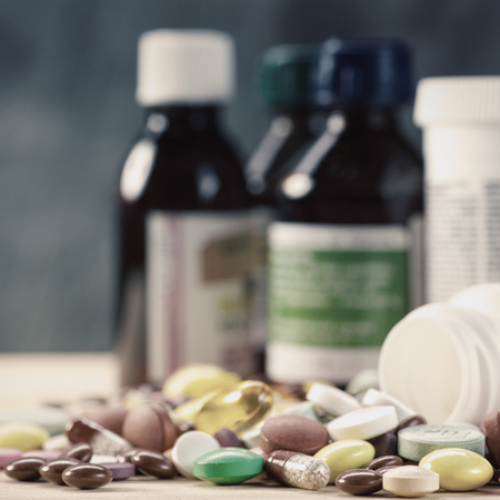 Abstract medical backgrounds with colorful pills for your designの写真素材