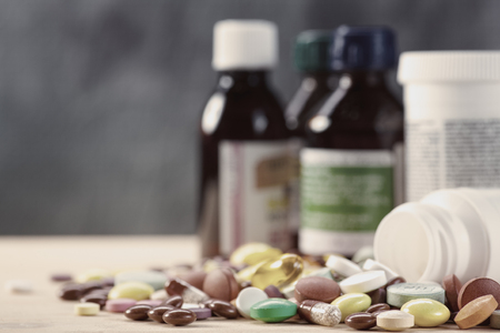 Abstract medical backgrounds with colorful pills for your designの写真素材
