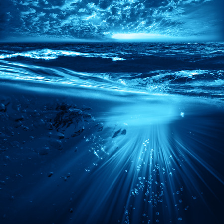 Deep ocean, marine backgrounds with waves and sea surfaceの写真素材