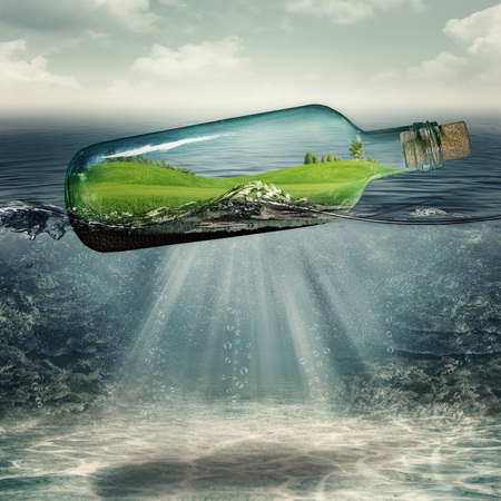 World inside the bottle, abstract eco backgrounds with sea deepの写真素材