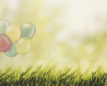 Happy Holidays, abstract natural backgrounds with air baloonsの写真素材
