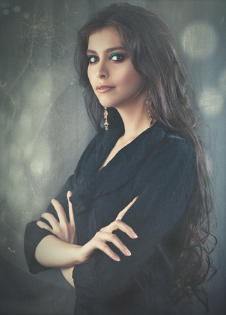 Film noir, beauty female portrait, vogue styleの写真素材