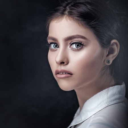 Classic female portrait with copy space for your designの写真素材