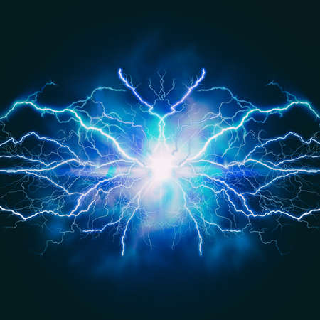 High voltage electric bolt. Teleport flash. Abstract power and energy backgroundsの写真素材