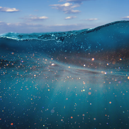 Deep underwater, abstract marine background. Tranquil viewの写真素材